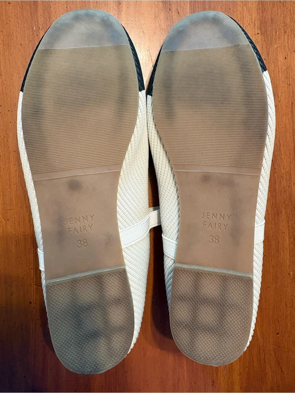 Cream & Black Knit Mary Jane Flats